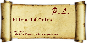 Pilner Lőrinc névjegykártya